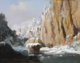 Henri Trenk, Iarnă în Defileul Bistriței, 1868, ulei pe lemn