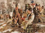 Nicolae Enea, Târg de vite, ulei pe carton