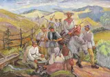 Carol Hübner, La izvor, 1975, ulei pe pânză