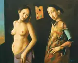 Georges Mazilu, L'artiste et le modèle, acrilic pe pânză