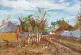 În ogradă by Octavian Angheluță, 1948, ulei pe pânză, sold Dec 2022