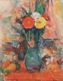 Vas cu anemone by Ion Musceleanu, 1993, ulei pe carton, sold Dec 2022