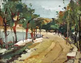 Jean Cheller, Pe malul lacului, ulei pe carton