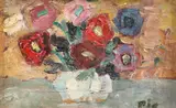 Ion Cristian (Pic) Popescu, Anemone, ulei pe carton