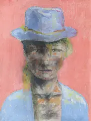 Andrei Chintilă, Portret cu pălărie bleu, 1985, ulei pe pânză