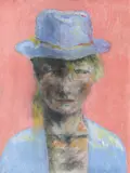 Andrei Chintilă, Portret cu pălărie bleu, 1985, ulei pe pânză