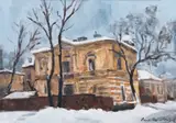 Eugen Raportoru, Iarnă în București (Restaurantul Codrii Cosminului), 2008, ulei pe pânză