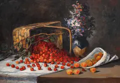 Dimitrie Szilaghi, Natură statică cu cireșe și caise, ulei pe pânză