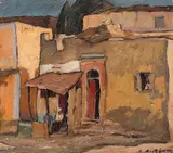 Egipt by Leon Biju, ulei pe carton, sold Nov 2022