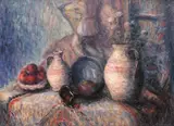 Dumitru Ghiață Colibași, Natură statică cu ceramică românească, ulei pe pânză