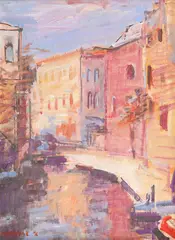 Canal la Veneția by Vasile Mureșan Murivale, 1996, ulei pe pânză, sold Nov 2022