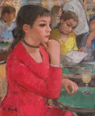 Francisc Gall, La cafenea, ulei pe pânză