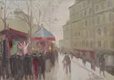 Henri Visconte, Stradă din Paris, ulei pe carton