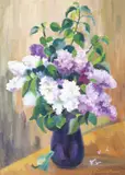 Aurelia Frânculescu, Flori de liliac, ulei pe carton