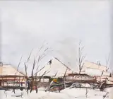 Dragoş Viţelaru, Iarnă în Deltă, 1984, ulei pe pânză
