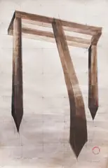 Hyphen by Paul Neagu, 1977, creion, creioane colorate și tuș pe hârtie, sold Nov 2022