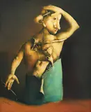 Georges Mazilu, L'artiste contorsionniste, acrilic pe lemn