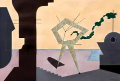 Henry Nouveau, Figure abstraite, 1946, guaşă şi tuş pe hârtie lipită pe carton