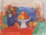 Fructieră by Ion Musceleanu, 1987, ulei pe carton, offered Nov 2022