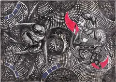 Sorin Tara, Demiurgul și arlechinul, 2002, tuș și acuarelă pe hârtie