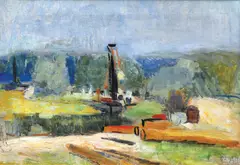 Peisaj pe Valea Prahovei by Alexandru Ciucurencu, 1949, ulei pe pânză, sold Nov 2022