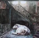 Gheorghe Fikl, Vaca albă (seria "End of History"), 2022, ulei pe pânză