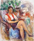 Odihnă by Ion Musceleanu, 1985, ulei pe pânză lipită pe carton, offered Nov 2022