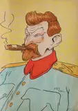 Mihai Tacorian, Regele Ferdinand, 1932, acuarelă și tuș pe hârtie