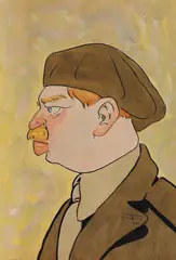 Mihai Tacorian, Carol al II-lea în uniformă de vânător de munte, 1932, acuarelă și tuș pe hârtie