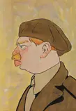 Mihai Tacorian, Carol al II-lea în uniformă de vânător de munte, 1932, acuarelă și tuș pe hârtie