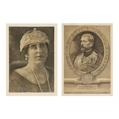 Gabriel Popescu, Lot format din două gravuri ilustrându-i pe Regele Ferdinand și Regina Maria, acvaforte și gravură cu acul