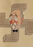 Mihai Tacorian, Alexandru C. Cuza, 1934, acuarelă și tuș pe hârtie
