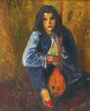 Iosif Iser, Odaliscă cu teorbă, ulei pe carton