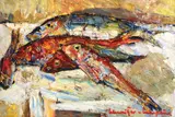 Scrumbii by Rudolf Schweitzer–Cumpăna, ulei pe carton, sold Oct 2022
