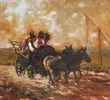 Nomazi și evrei by Octav Băncilă, ulei pe pânză, sold Oct 2022