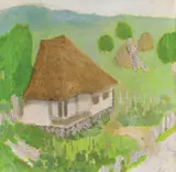 Casă la poalele muntelui by Constantin Piliuță, 1975, ulei pe pânză, sold Oct 2022