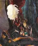 Crizantemă albă by Leon Biju, ulei pe carton, offered Oct 2022