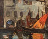 Iole la Veneția by Gheorghe Petrașcu, ulei pe carton, sold Oct 2022