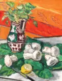 Theodor Pallady, Natură statică cu ulcior și ciuperci, cca. 1934-1937, ulei pe pânză lipită pe carton