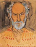 Autoportret by Theodor Pallady, 1942, ulei, laviu și cărbune pe hârtie, offered Oct 2022
