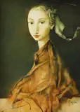 Georges Mazilu, Portrait de femme, 1992, acrilic pe pânză