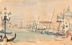 Veneția by Max W. Arnold, acuarelă și creion pe hârtie, sold Oct 2022