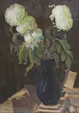 Bujori albi by Leon Biju, ulei pe carton, offered Oct 2022