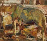 Cal by Rudolf Schweitzer–Cumpăna, ulei pe carton, sold Oct 2022