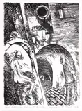 Ștefan Câlția, Preocupări nocturne, 1987, litografie