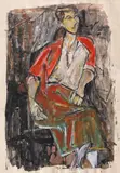 Eva Cerbu, Portretul unei prietene (Alma Redlinger), guașă pe hârtie