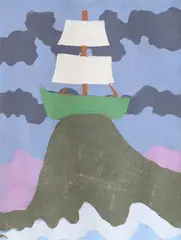 Arcă by Vasile Dobrian, 1991, ulei pe hârtie, offered Oct 2022