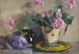 Natură statică cu mușcate by Constantin Isachie Popescu, 1931, ulei pe pânză, sold Oct 2022