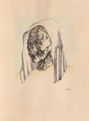 Jules Perahim, Portret de olandeză, peniță și acuarelă pe hârtie