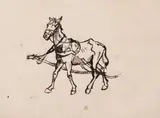 Nicolae Tonitza, Cal de povară (studiu), tuș pe hârtie